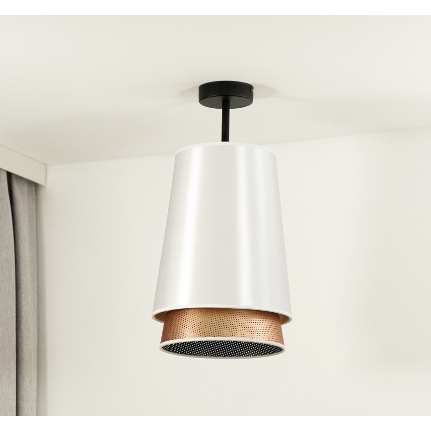 Duolla - Πλαφονιέρα οροφής BELL SHINY 1xE27/15W/230V διάμετρος 25 cm λευκό/χαλκός