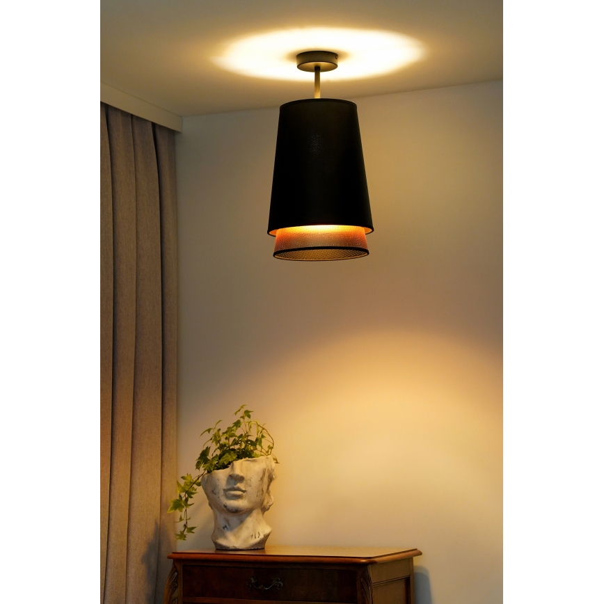 Duolla - Πλαφονιέρα οροφής BELL SHINY 1xE27/15W/230V διάμετρος 25 cm μαύρο/χαλκός