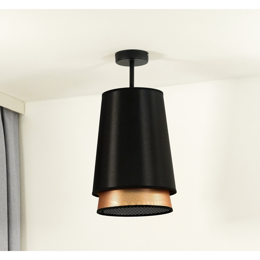 Duolla - Πλαφονιέρα οροφής BELL SHINY 1xE27/15W/230V διάμετρος 25 cm μαύρο/χαλκός