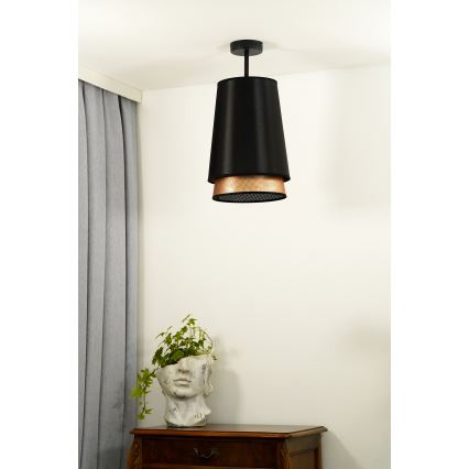 Duolla - Πλαφονιέρα οροφής BELL SHINY 1xE27/15W/230V διάμετρος 25 cm μαύρο/χαλκός