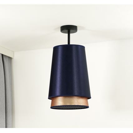 Duolla - Πλαφονιέρα οροφής BELL SHINY 1xE27/15W/230V διάμετρος 25 cm μπλε/χαλκός