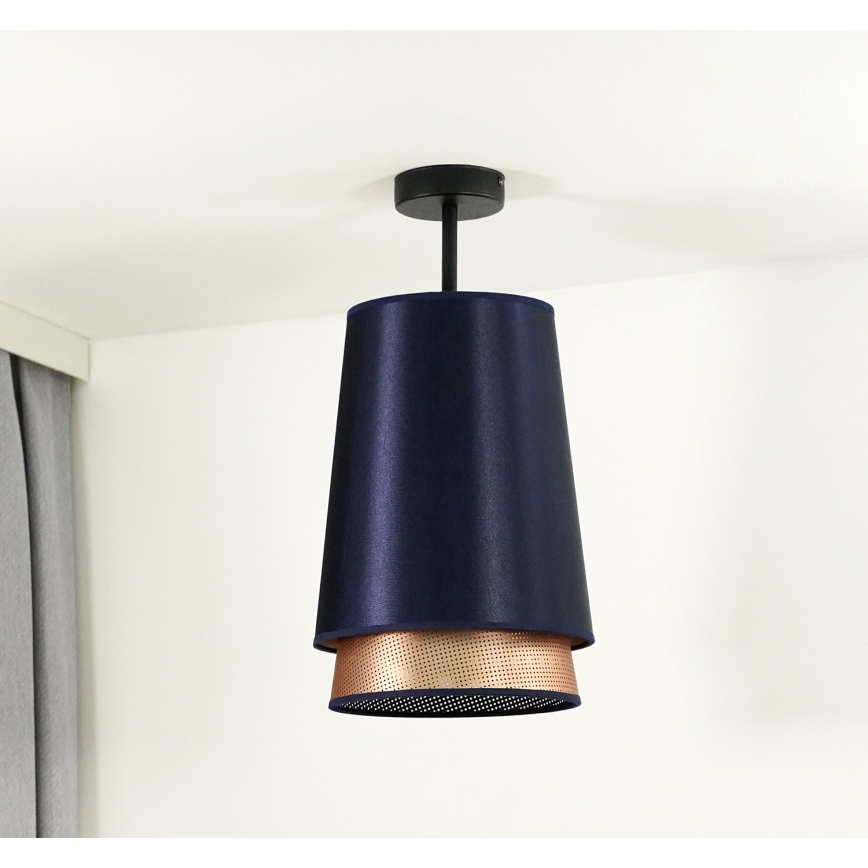 Duolla - Πλαφονιέρα οροφής BELL SHINY 1xE27/15W/230V διάμετρος 25 cm μπλε/χαλκός