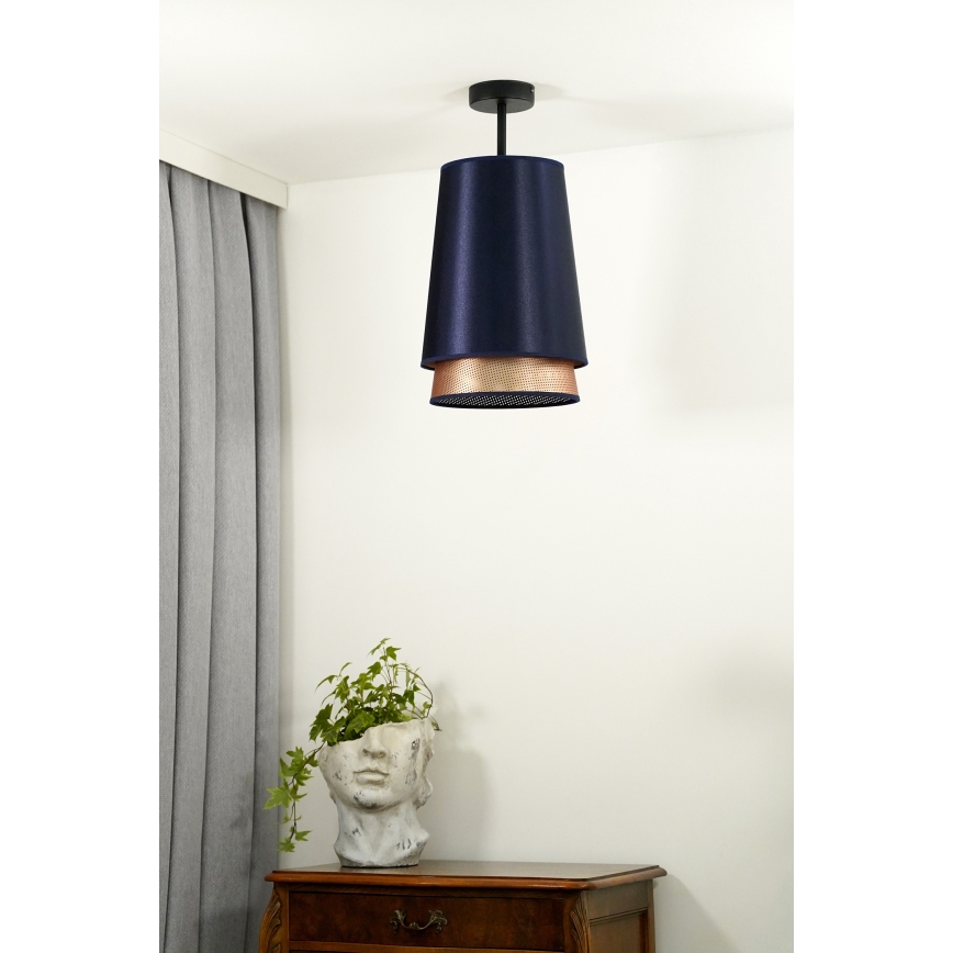 Duolla - Πλαφονιέρα οροφής BELL SHINY 1xE27/15W/230V διάμετρος 25 cm μπλε/χαλκός