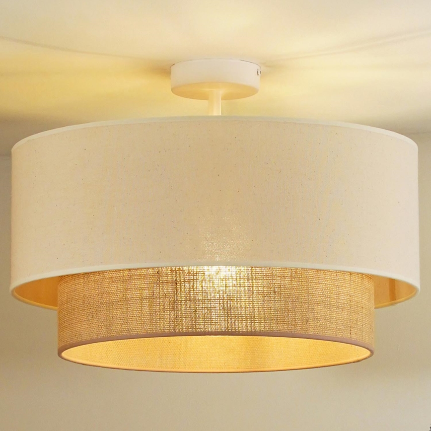 Duolla - Πλαφονιέρα οροφής BOHO 1xE27/15W/230V διάμετρος 45 cm κρεμ/καφέ