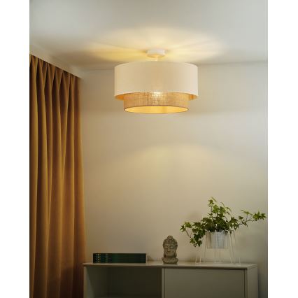 Duolla - Πλαφονιέρα οροφής BOHO 1xE27/15W/230V διάμετρος 45 cm κρεμ/καφέ