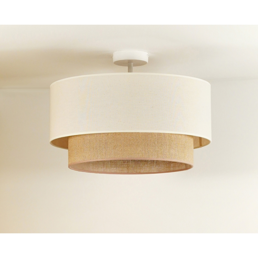 Duolla - Πλαφονιέρα οροφής BOHO 1xE27/15W/230V διάμετρος 45 cm κρεμ/καφέ