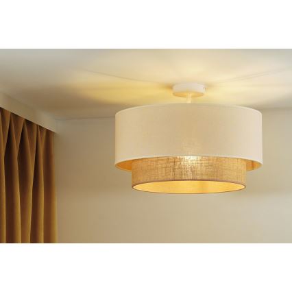 Duolla - Πλαφονιέρα οροφής BOHO 1xE27/15W/230V διάμετρος 45 cm κρεμ/καφέ