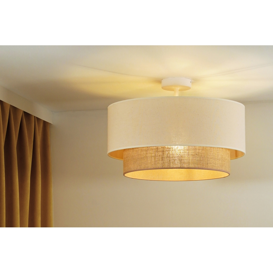 Duolla - Πλαφονιέρα οροφής BOHO 1xE27/15W/230V διάμετρος 45 cm κρεμ/καφέ