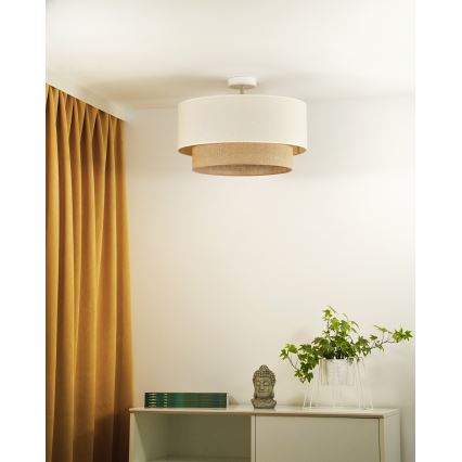 Duolla - Πλαφονιέρα οροφής BOHO 1xE27/15W/230V διάμετρος 45 cm κρεμ/καφέ