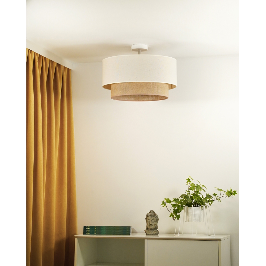 Duolla - Πλαφονιέρα οροφής BOHO 1xE27/15W/230V διάμετρος 45 cm κρεμ/καφέ