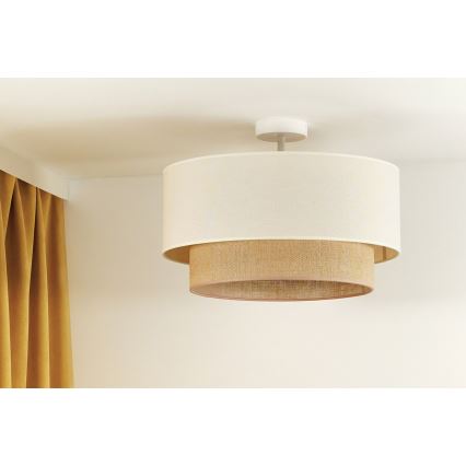 Duolla - Πλαφονιέρα οροφής BOHO 1xE27/15W/230V διάμετρος 45 cm κρεμ/καφέ