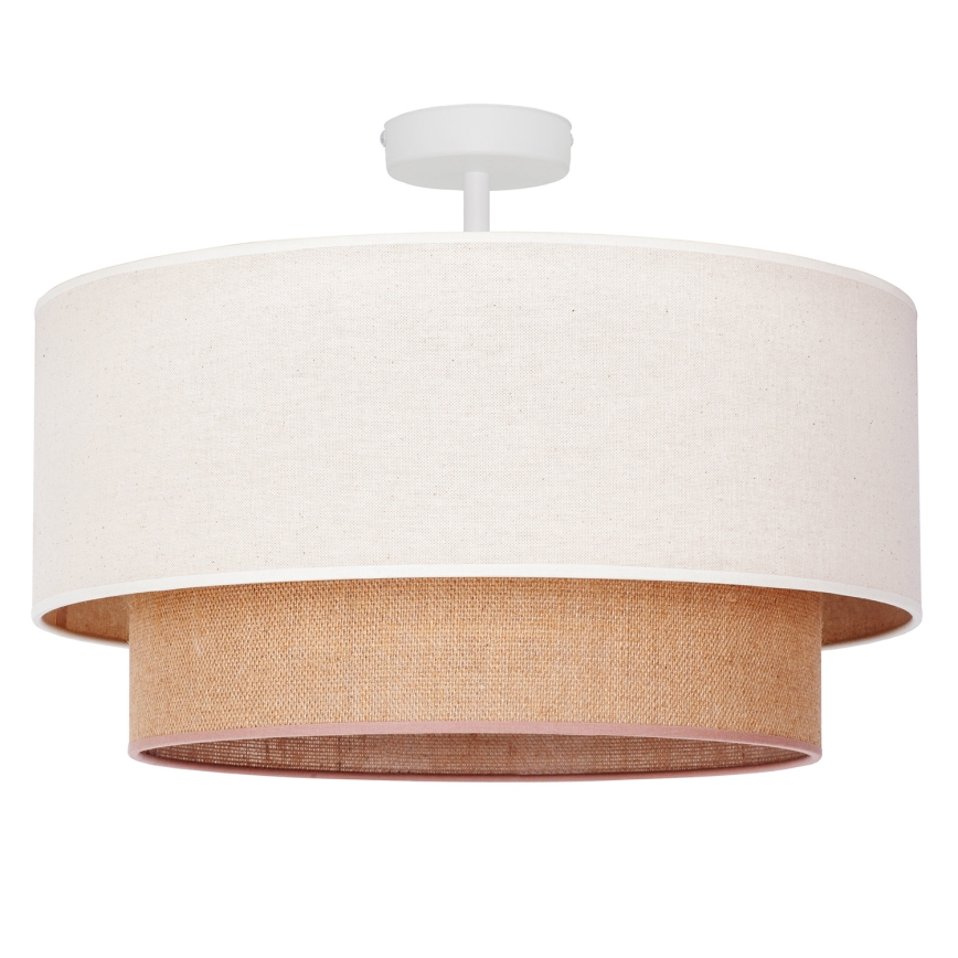 Duolla - Πλαφονιέρα οροφής BOHO 1xE27/15W/230V διάμετρος 45 cm κρεμ/καφέ