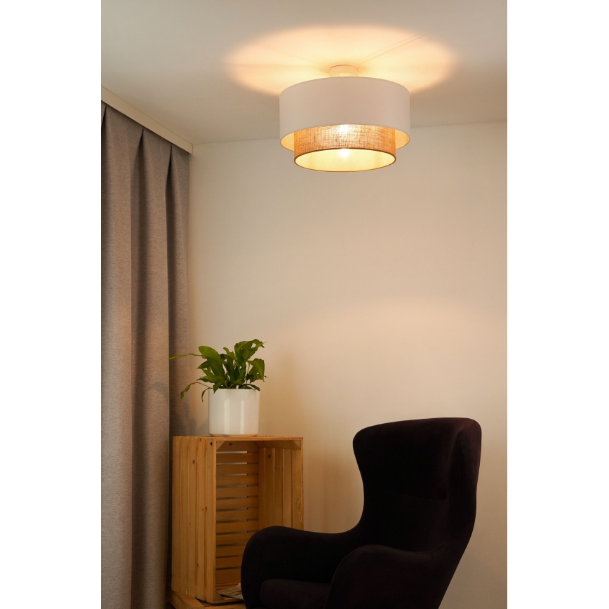 Duolla - Πλαφονιέρα οροφής  BOHO 1xE27/15W/230V διάμετρος 45 cm λευκό/καφέ