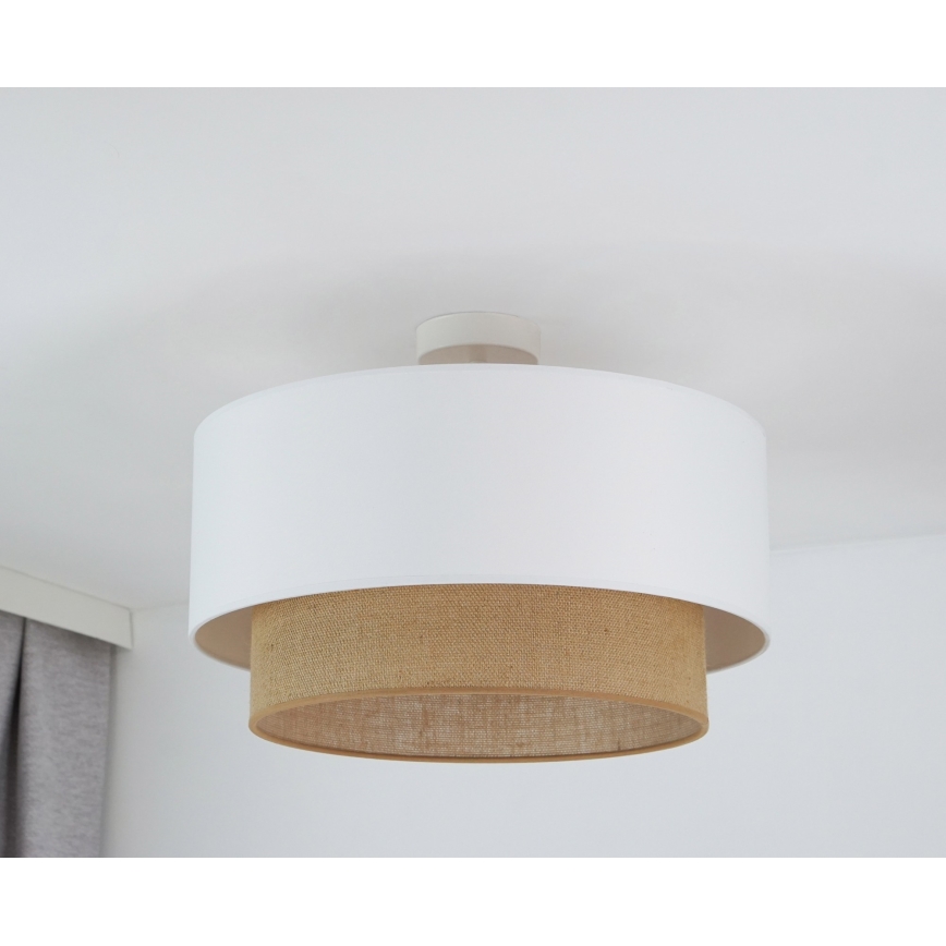 Duolla - Πλαφονιέρα οροφής  BOHO 1xE27/15W/230V διάμετρος 45 cm λευκό/καφέ