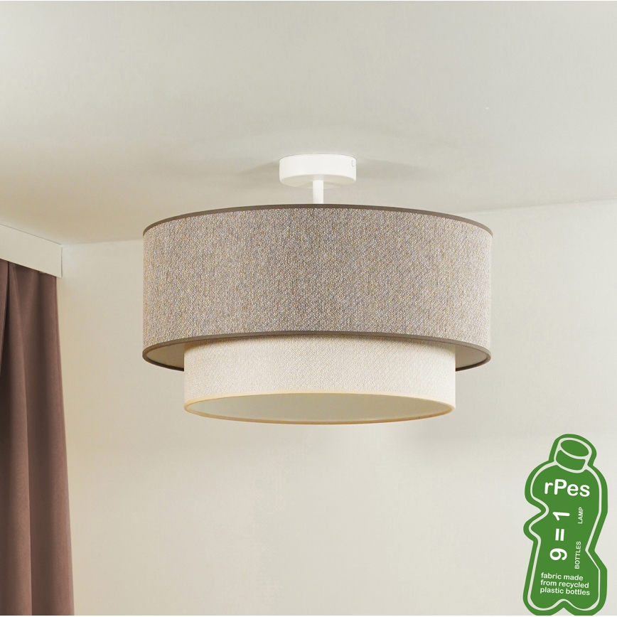 Duolla - Πλαφονιέρα οροφής BOHO ECO RECYCLING 1xE27/15W/230V διάμετρος 45 cm καφέ/κρεμ
