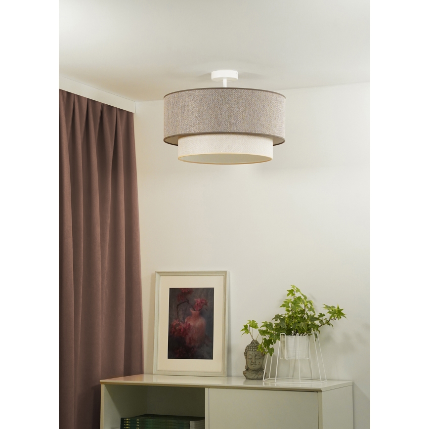 Duolla - Πλαφονιέρα οροφής BOHO ECO RECYCLING 1xE27/15W/230V διάμετρος 45 cm καφέ/κρεμ