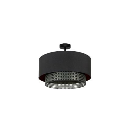 Duolla - Πλαφονιέρα οροφής BOHO RATTAN 1xE27/15W/230V διάμετρος 45 cm μαύρο