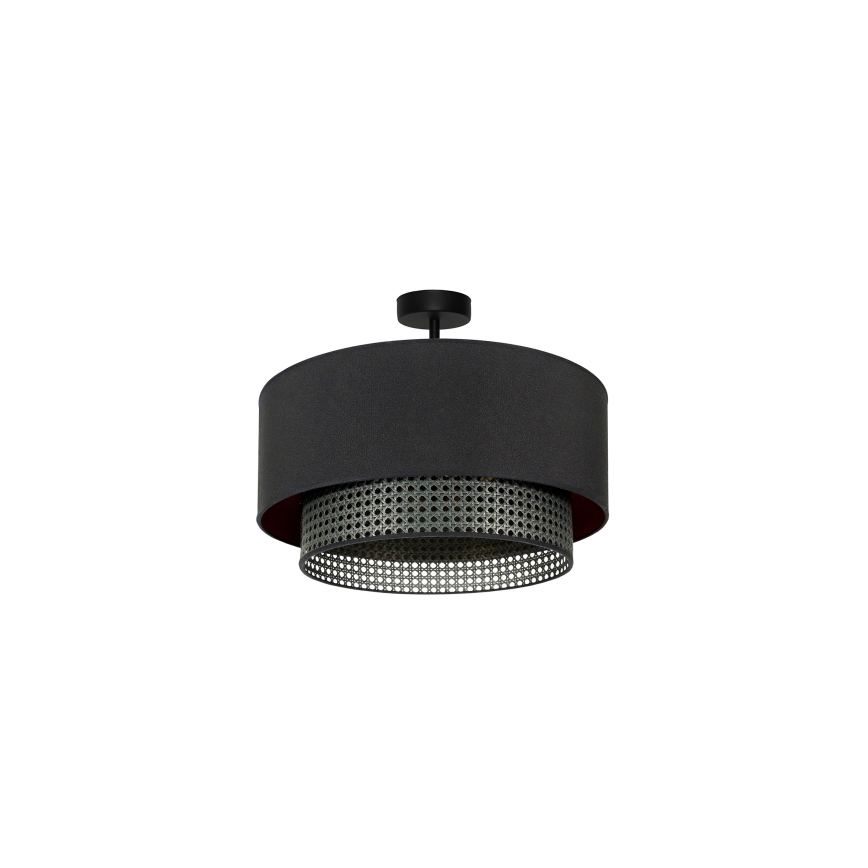 Duolla - Πλαφονιέρα οροφής BOHO RATTAN 1xE27/15W/230V διάμετρος 45 cm μαύρο