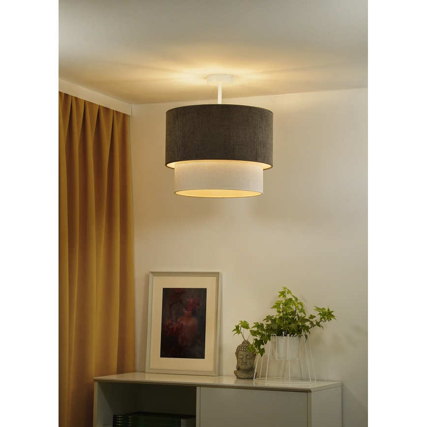 Duolla - Πλαφονιέρα οροφής CORDUROY 1xE27/15W/230V διάμετρος 40 cm καφέ/κρεμ