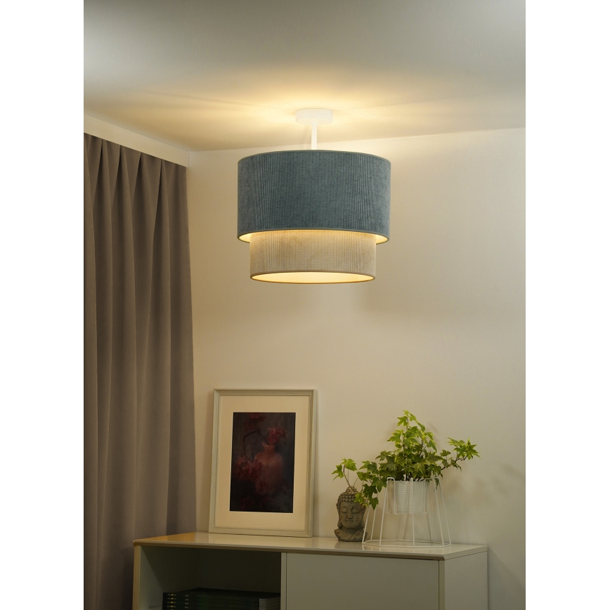 Duolla - Πλαφονιέρα οροφής CORDUROY 1xE27/15W/230V διάμετρος 40 cm μπλε/μπεζ