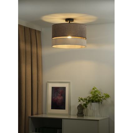Duolla - Πλαφονιέρα οροφής DOUBLE 1xE27/15W/230V διάμετρος 40 cm καφέ/γκρι