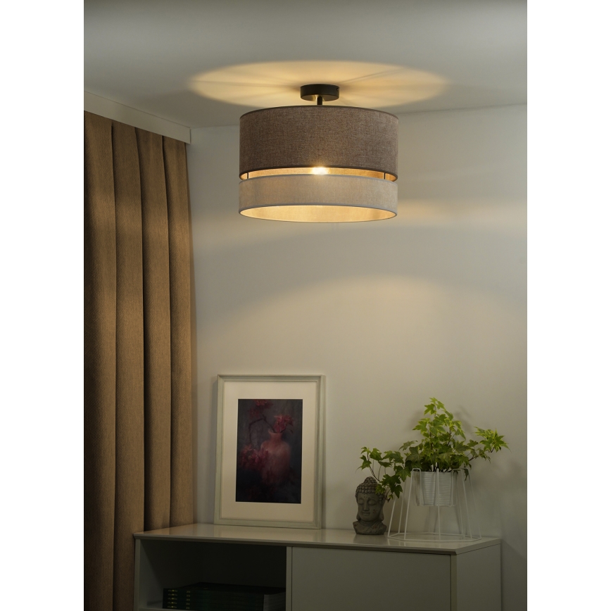 Duolla - Πλαφονιέρα οροφής DOUBLE 1xE27/15W/230V διάμετρος 40 cm καφέ/γκρι