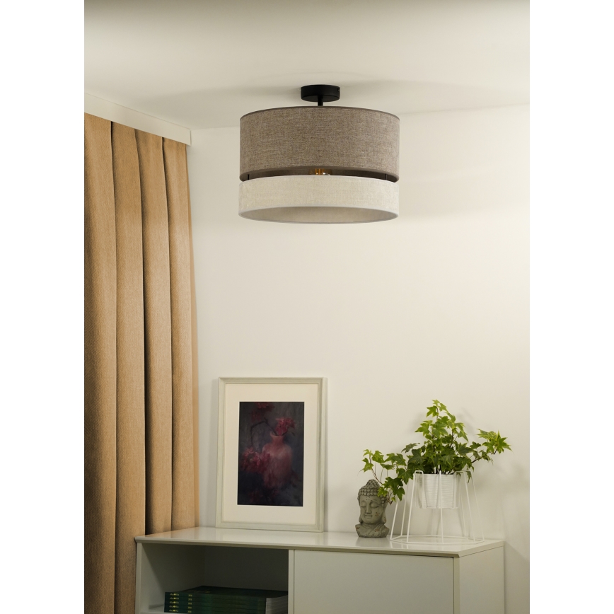 Duolla - Πλαφονιέρα οροφής DOUBLE 1xE27/15W/230V διάμετρος 40 cm καφέ/γκρι