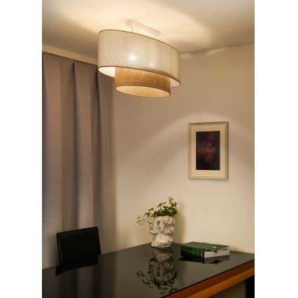 Duolla - Πλαφονιέρα οροφής DOUBLE OVAL NATURE 2xE27/15W/230V κρεμ/μπεζ
