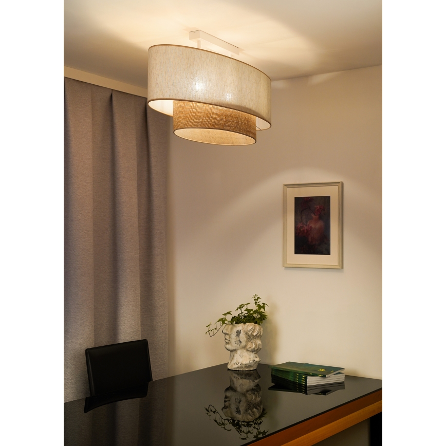 Duolla - Πλαφονιέρα οροφής DOUBLE OVAL NATURE 2xE27/15W/230V κρεμ/μπεζ