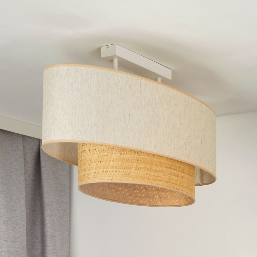Duolla - Πλαφονιέρα οροφής DOUBLE OVAL NATURE 2xE27/15W/230V κρεμ/μπεζ