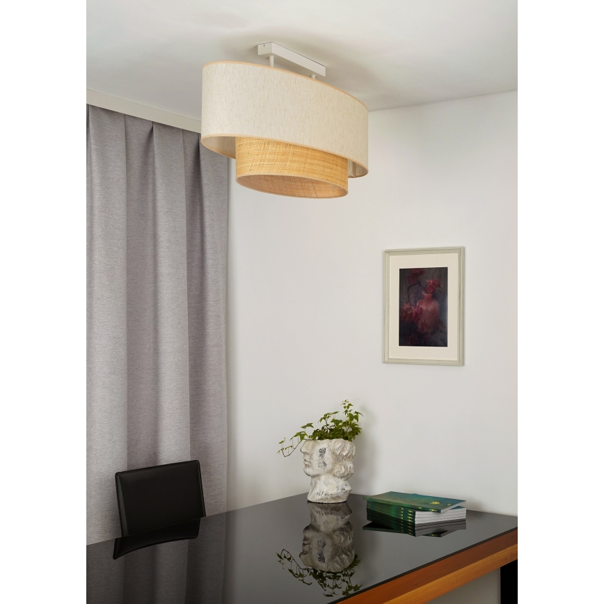 Duolla - Πλαφονιέρα οροφής DOUBLE OVAL NATURE 2xE27/15W/230V κρεμ/μπεζ