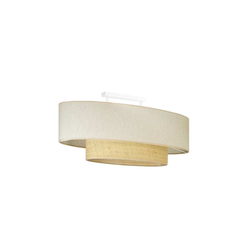 Duolla - Πλαφονιέρα οροφής DOUBLE OVAL NATURE 2xE27/15W/230V κρεμ/μπεζ