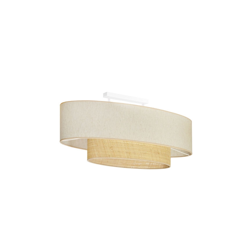 Duolla - Πλαφονιέρα οροφής DOUBLE OVAL NATURE 2xE27/15W/230V κρεμ/μπεζ