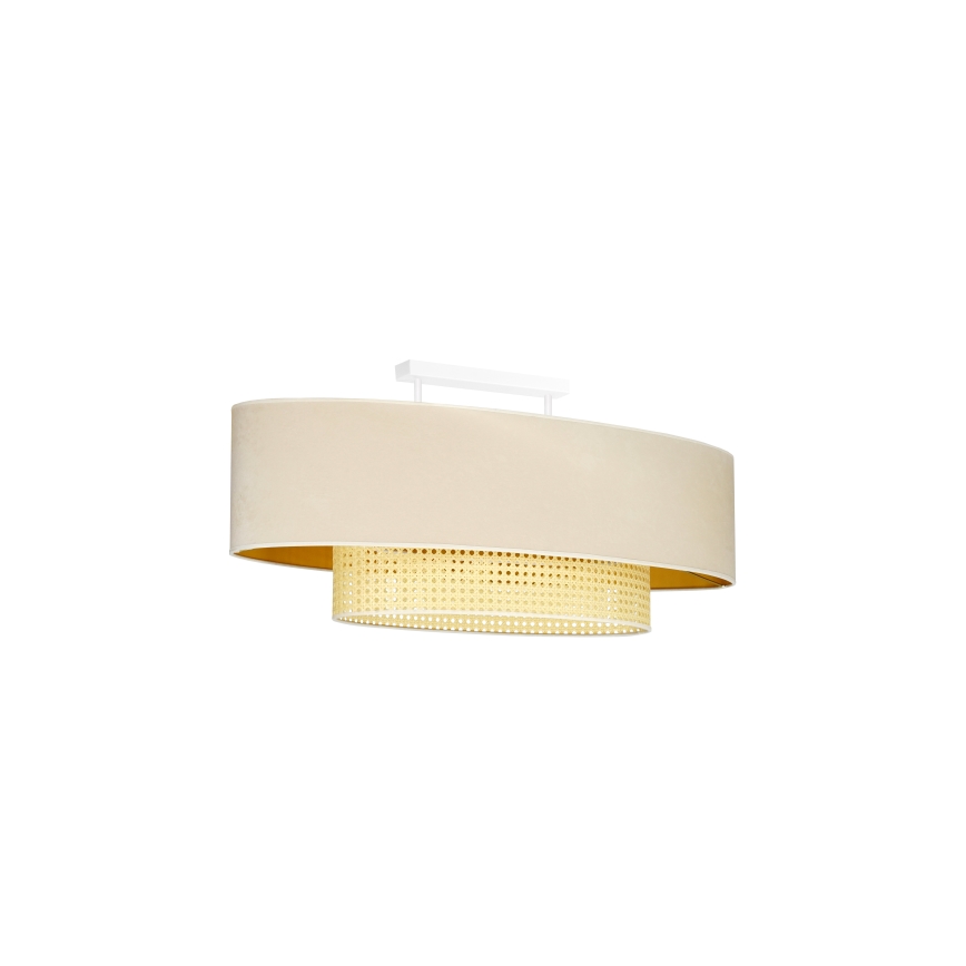 Duolla - Πλαφονιέρα οροφής DOUBLE OVAL RATTAN 2xE27/15W/230V κρεμ/καλάμι rattan
