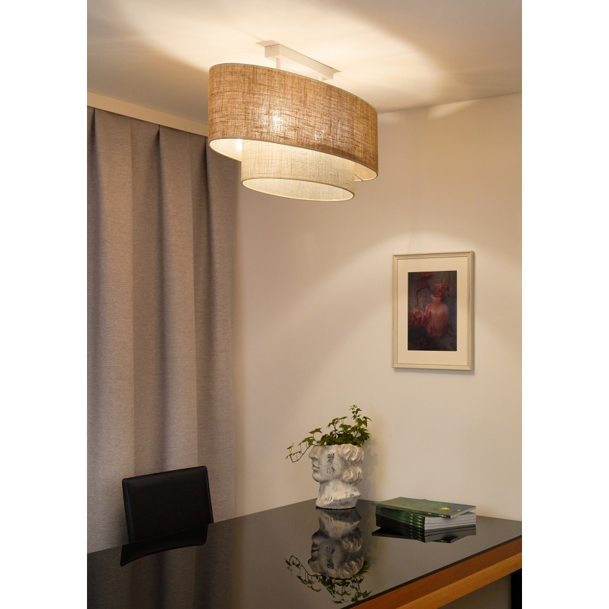 Duolla - Πλαφονιέρα οροφής DOUBLE OVAL YUTE 2xE27/15W/230V καφέ/κρεμ