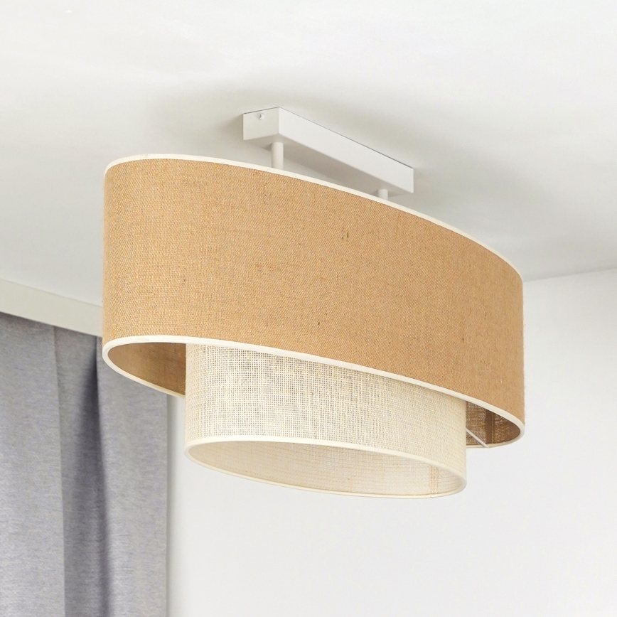 Duolla - Πλαφονιέρα οροφής DOUBLE OVAL YUTE 2xE27/15W/230V καφέ/κρεμ