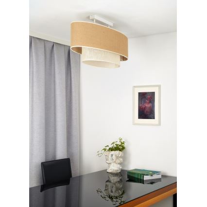 Duolla - Πλαφονιέρα οροφής DOUBLE OVAL YUTE 2xE27/15W/230V καφέ/κρεμ