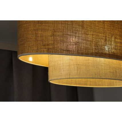 Duolla - Πλαφονιέρα οροφής DOUBLE OVAL YUTE 2xE27/15W/230V καφέ/κρεμ