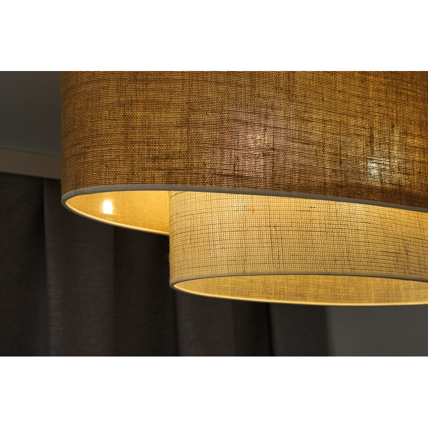 Duolla - Πλαφονιέρα οροφής DOUBLE OVAL YUTE 2xE27/15W/230V καφέ/κρεμ