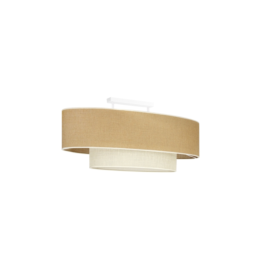 Duolla - Πλαφονιέρα οροφής DOUBLE OVAL YUTE 2xE27/15W/230V καφέ/κρεμ