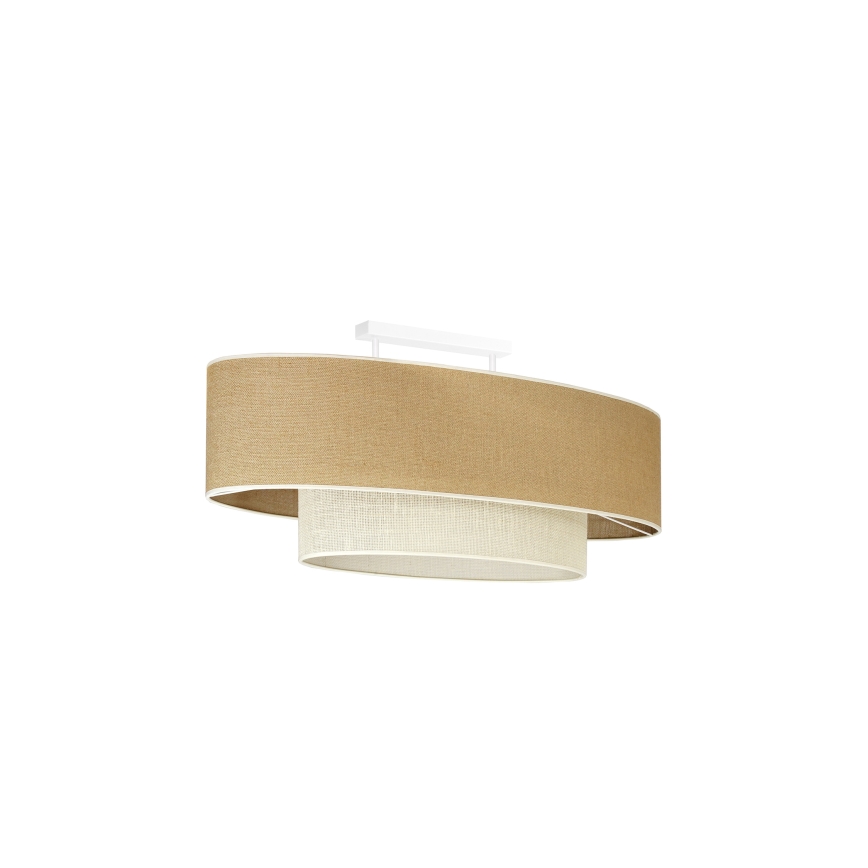 Duolla - Πλαφονιέρα οροφής DOUBLE OVAL YUTE 2xE27/15W/230V καφέ/κρεμ