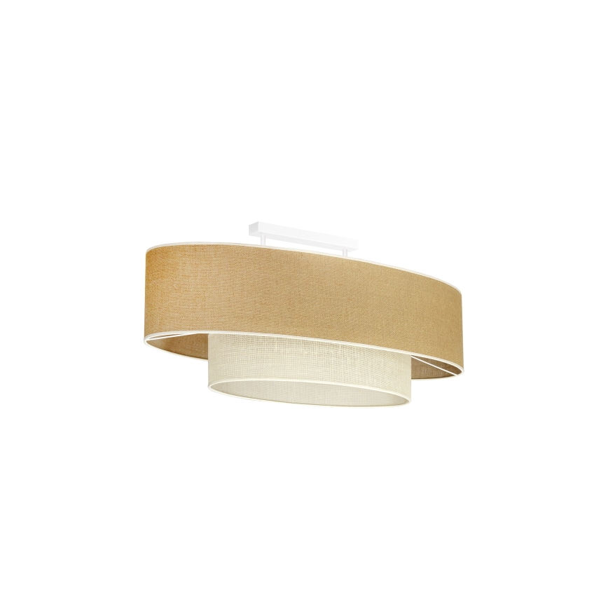Duolla - Πλαφονιέρα οροφής DOUBLE OVAL YUTE 2xE27/15W/230V καφέ/κρεμ