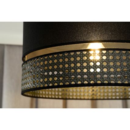 Duolla - Πλαφονιέρα οροφής DOUBLE RATTAN 1xE27/15W/230V διάμετρος 40 cm μαύρο