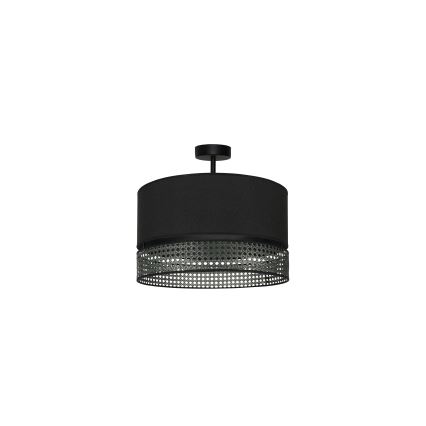 Duolla - Πλαφονιέρα οροφής DOUBLE RATTAN 1xE27/15W/230V διάμετρος 40 cm μαύρο