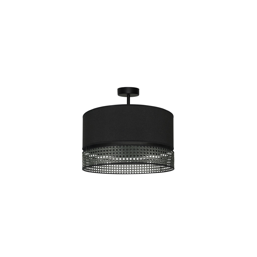 Duolla - Πλαφονιέρα οροφής DOUBLE RATTAN 1xE27/15W/230V διάμετρος 40 cm μαύρο