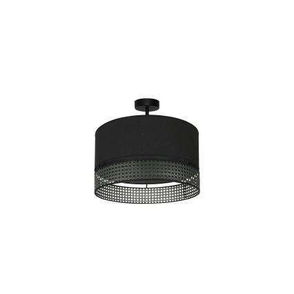 Duolla - Πλαφονιέρα οροφής DOUBLE RATTAN 1xE27/15W/230V διάμετρος 40 cm μαύρο