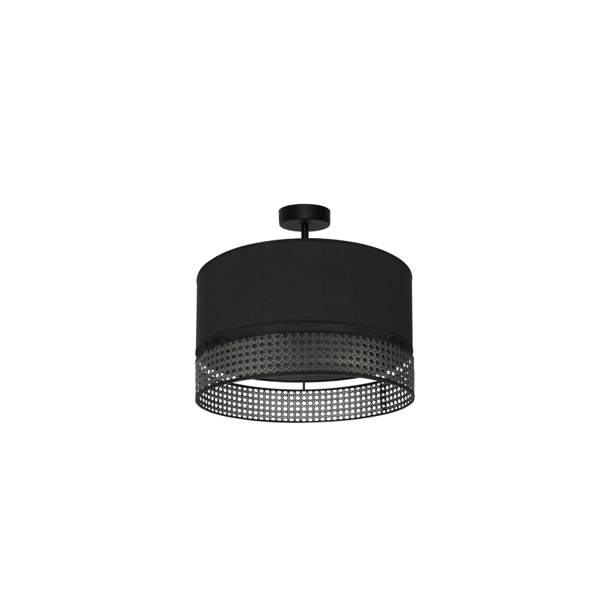 Duolla - Πλαφονιέρα οροφής DOUBLE RATTAN 1xE27/15W/230V διάμετρος 40 cm μαύρο