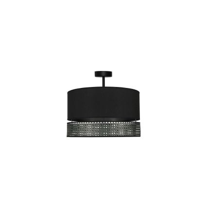 Duolla - Πλαφονιέρα οροφής DOUBLE RATTAN 1xE27/15W/230V διάμετρος 40 cm μαύρο