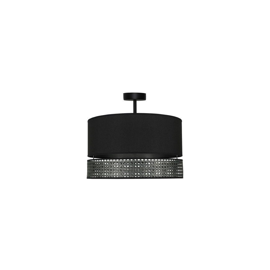 Duolla - Πλαφονιέρα οροφής DOUBLE RATTAN 1xE27/15W/230V διάμετρος 40 cm μαύρο