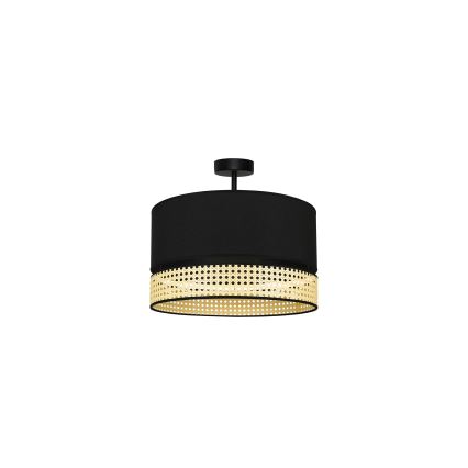 Duolla - Πλαφονιέρα οροφής DOUBLE RATTAN 1xE27/15W/230V διάμετρος 40 cm μαύρο/μπεζ